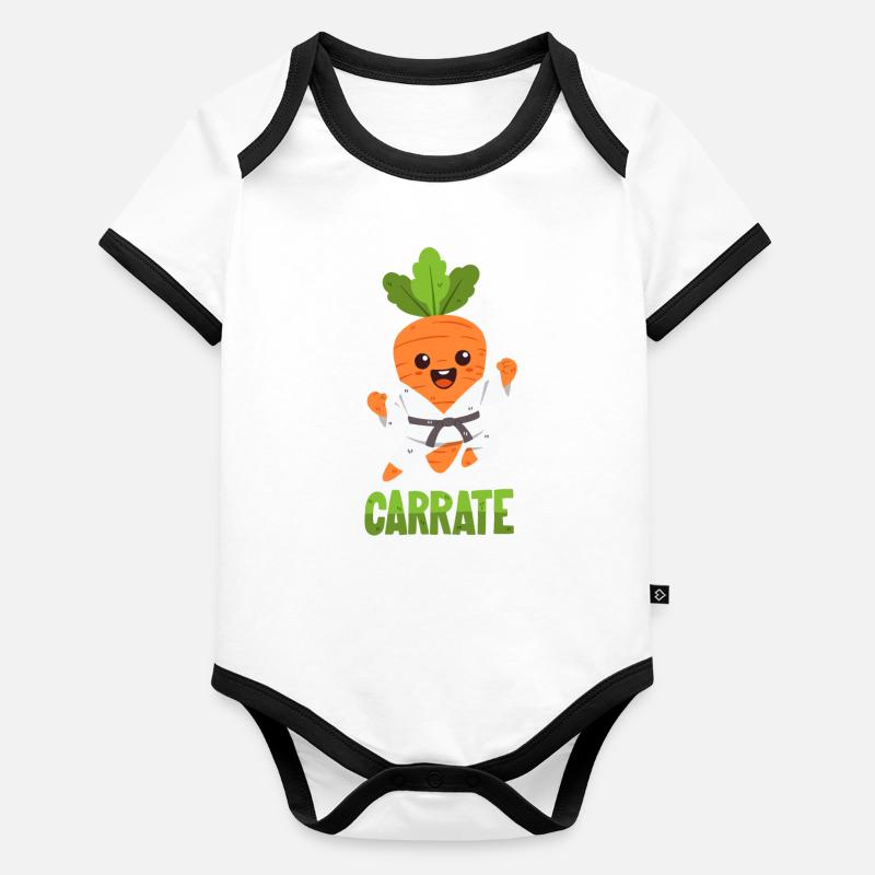 Karaté Carotte - Jeu de mots Body Bébé bio contrasté manches courtes