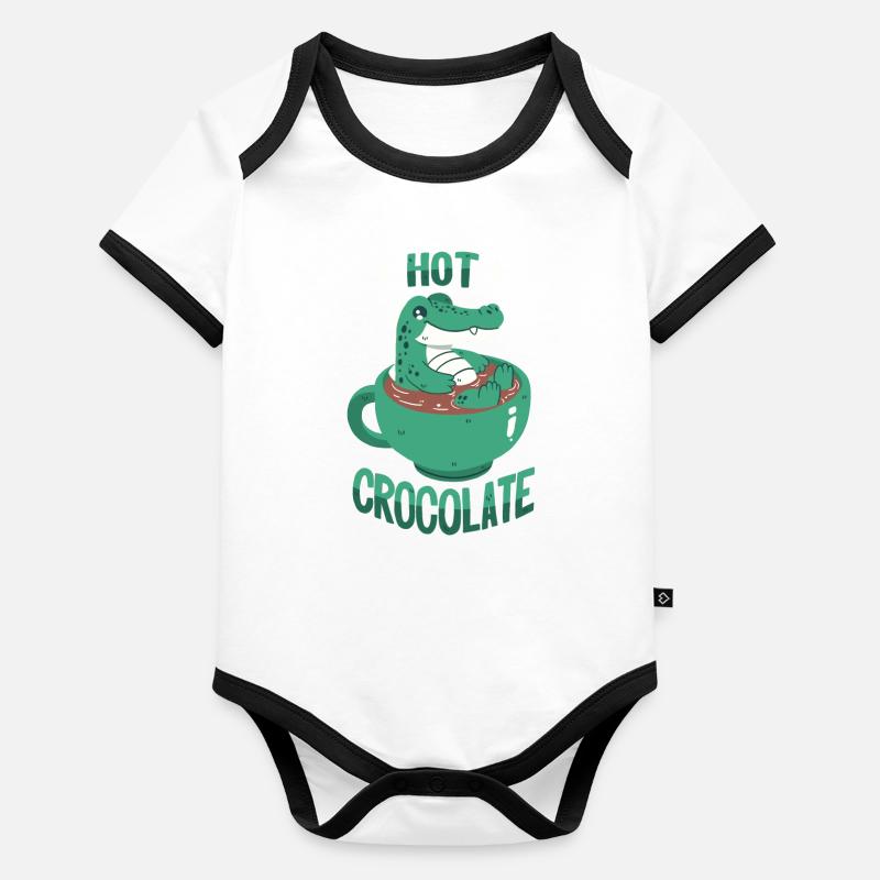 Krokodil im Kakao Baby Bio-Kurzarm-Kontrastbody