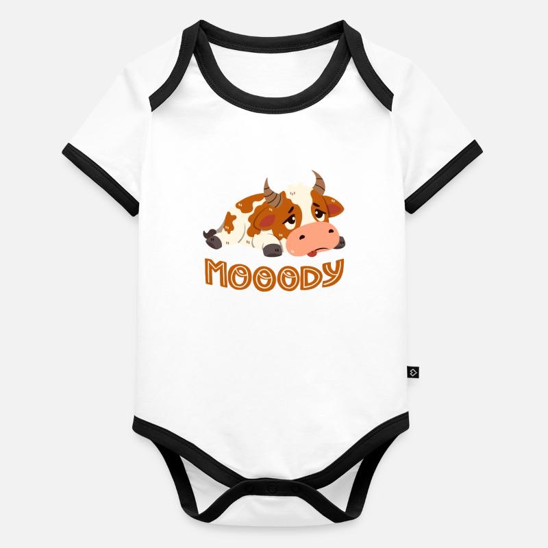 Vache de mauvaise humeur Body Bébé bio contrasté manches courtes