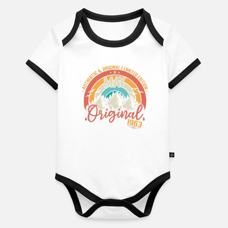 May 1963 May Birthday 1963 May Original Organic Baby Contrasting Bodysuit