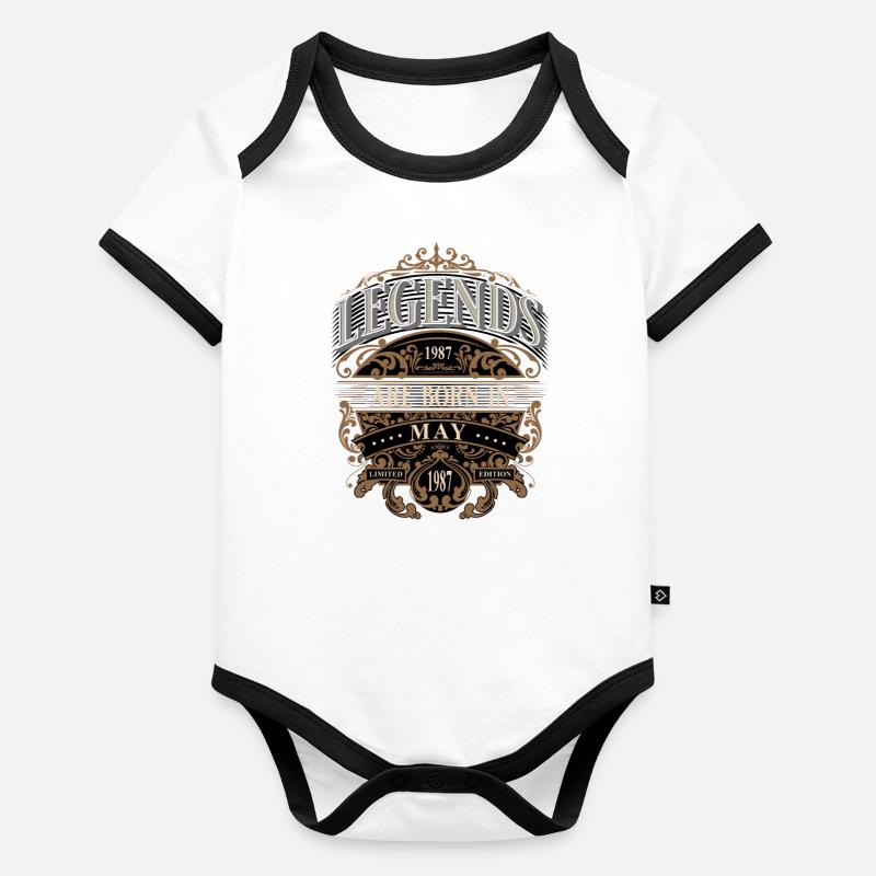 1987 Mai Naissance Anniversaire Année de naissance Body Bébé bio contrasté manches courtes