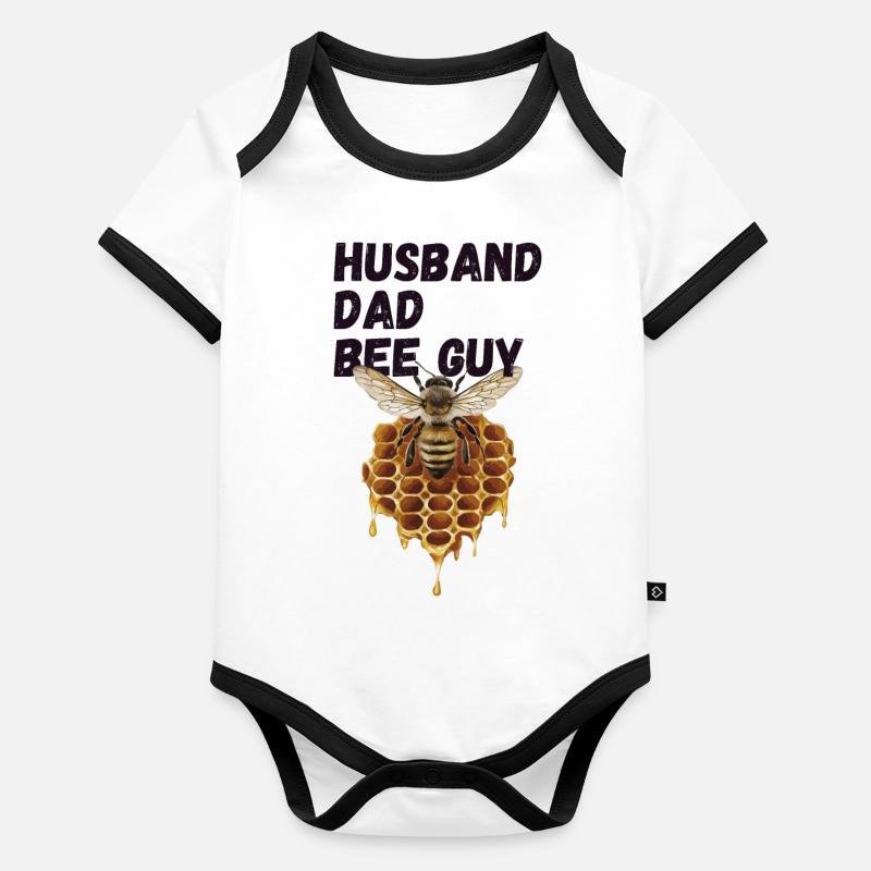 Husband Dad Bee Guy Beekeeper Organic Baby Contrasting Bodysuit