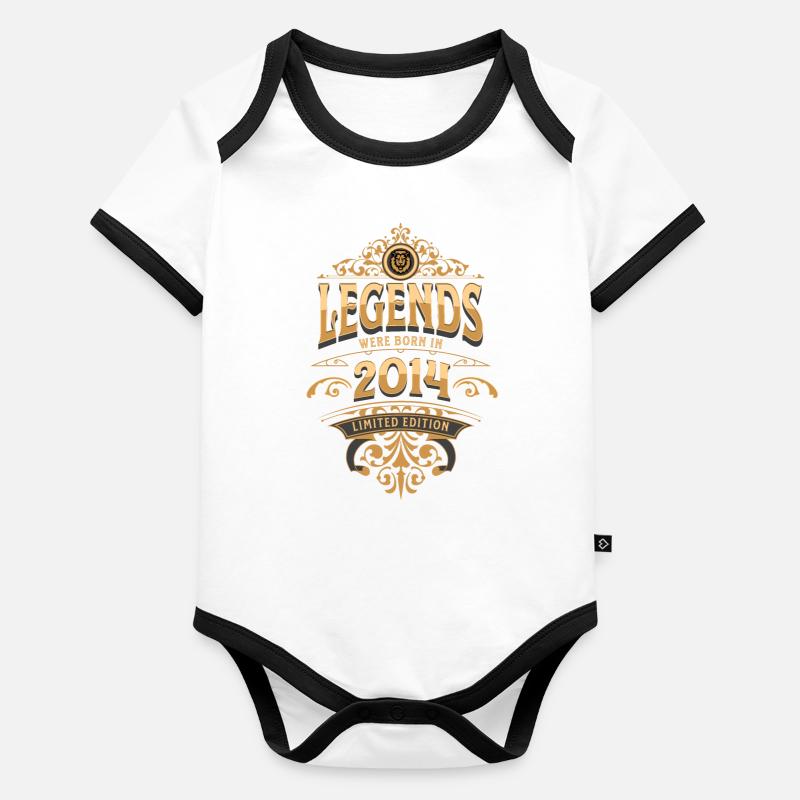 2014 Légende Anniversaire 2014 Année de naissance Body Bébé bio contrasté manches courtes