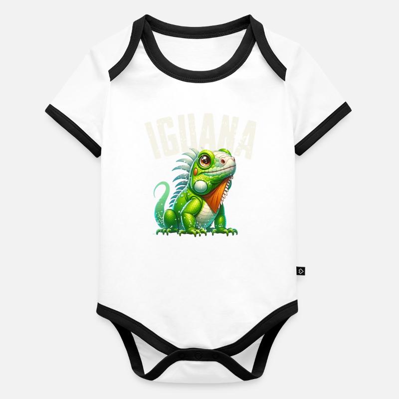 Iguane Body Bébé bio contrasté manches courtes