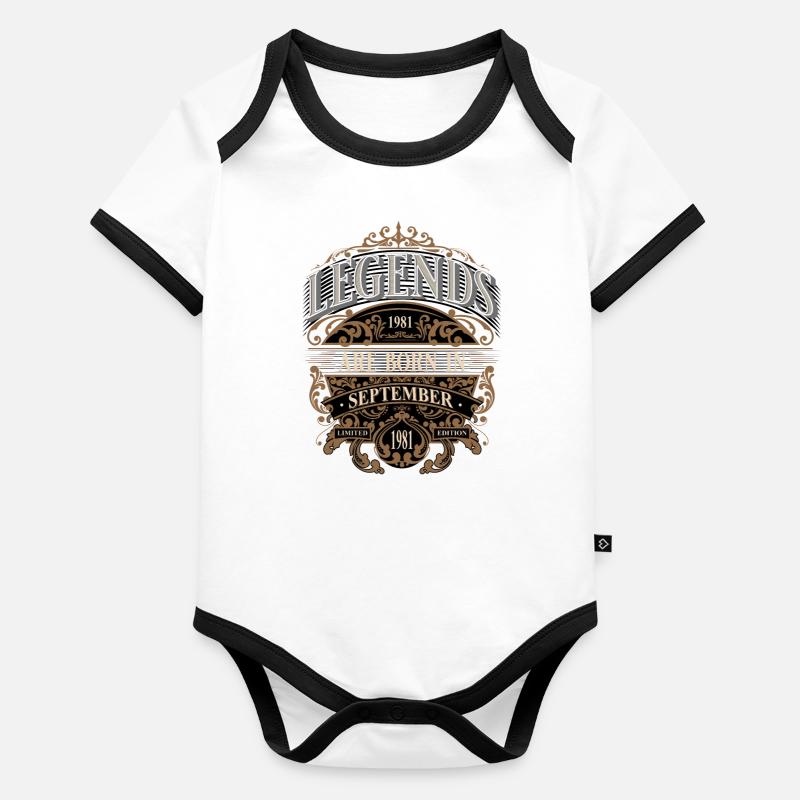 1981 Septembre Naissance Anniversaire Année de naissance Body Bébé bio contrasté manches courtes