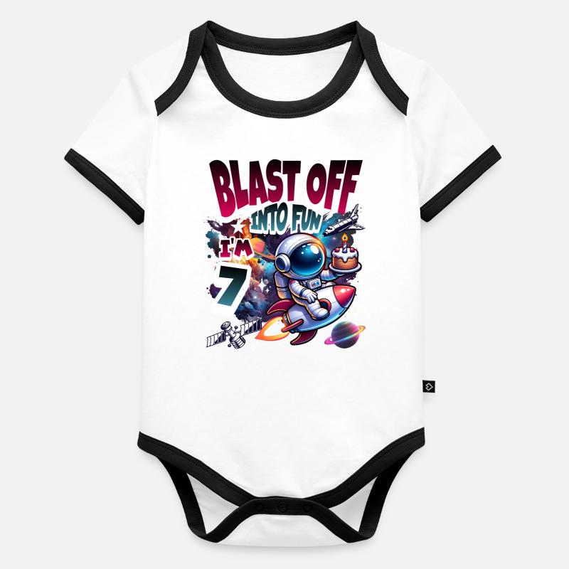 Astronaut 7th Birthday Space Organic Baby Contrasting Bodysuit
