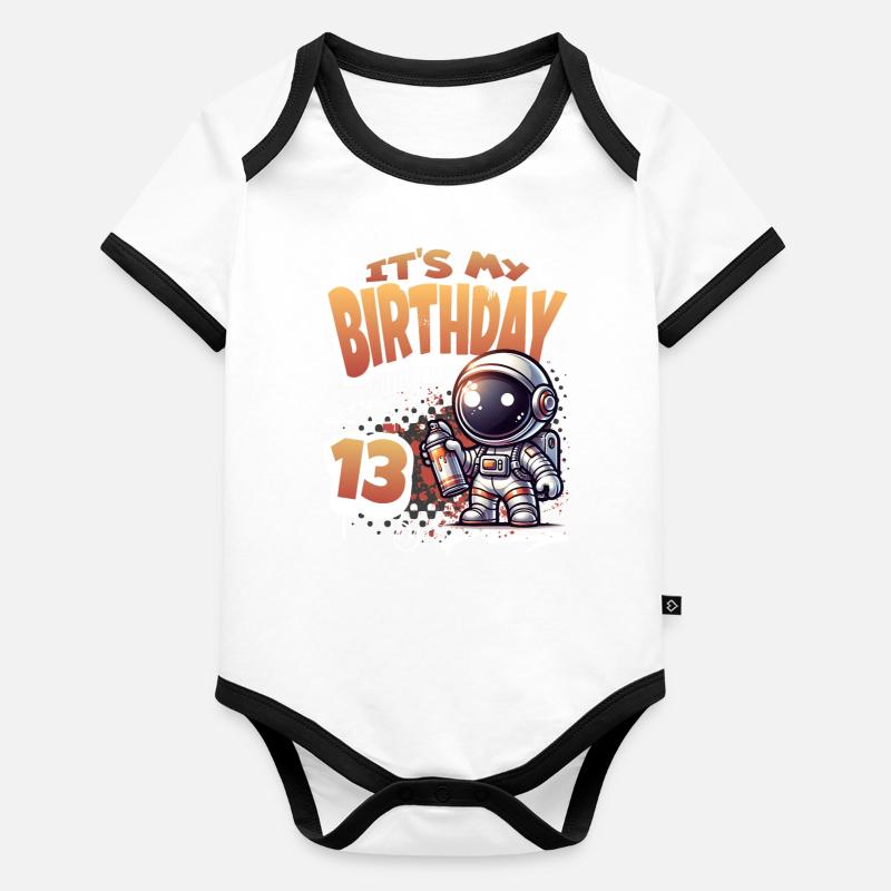 Graffiti astronaute 13e anniversaire Body Bébé bio contrasté manches courtes