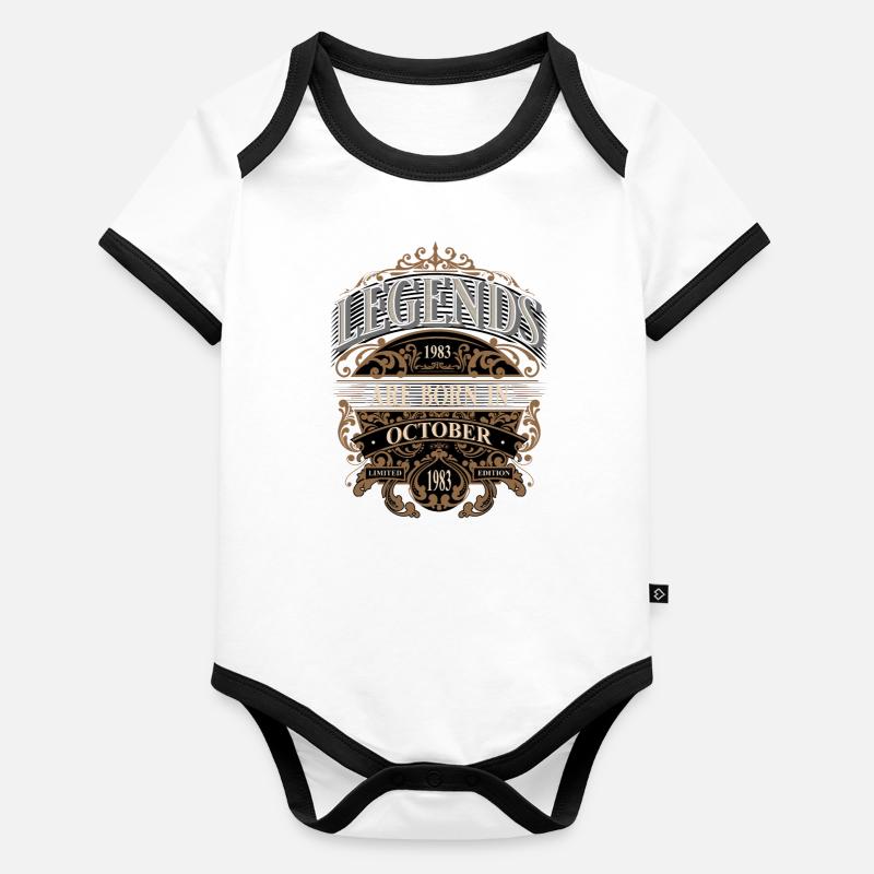 1983 Octobre Naissance Anniversaire Année de naissance Body Bébé bio contrasté manches courtes