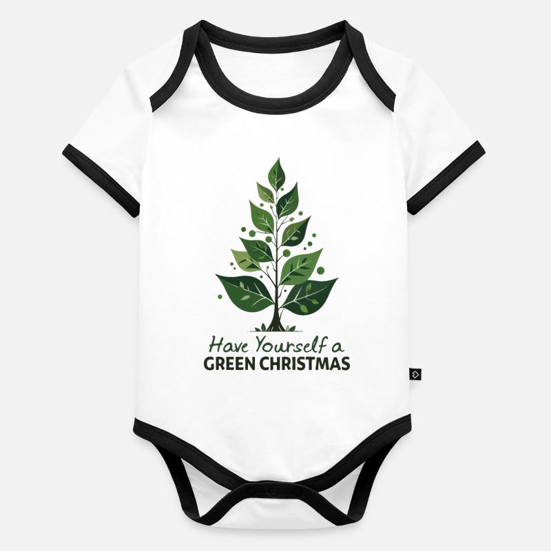 Eco Friendly Green Christmas Tree Organic Baby Contrasting Bodysuit
