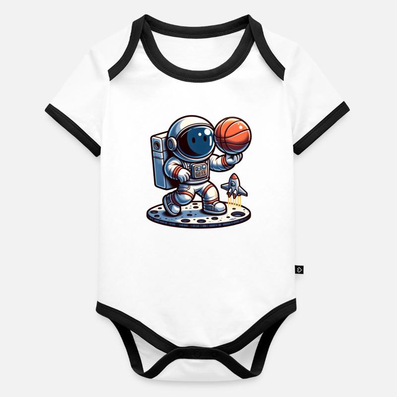 Basketball Astronaut Organic Baby Contrasting Bodysuit