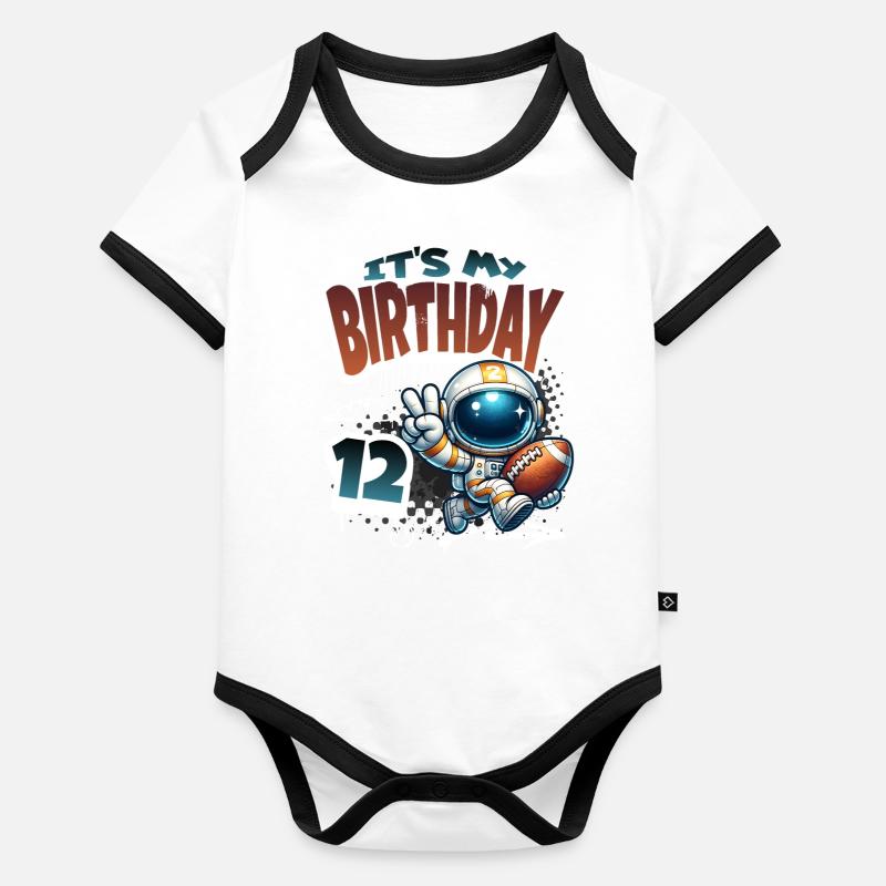 Astronaute 12e anniversaire Football Body Bébé bio contrasté manches courtes