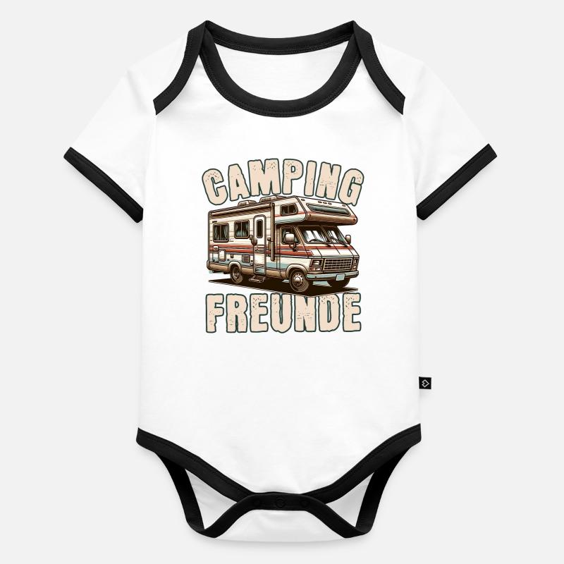Amis du camping Body Bébé bio contrasté manches courtes
