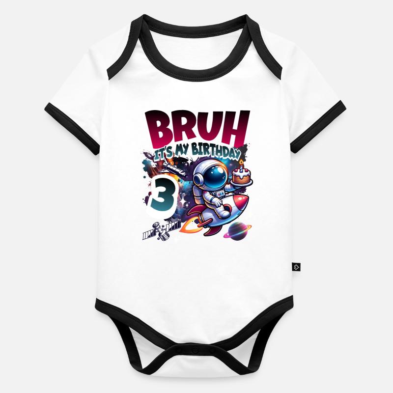 Astronaut 3rd Birthday Space Organic Baby Contrasting Bodysuit