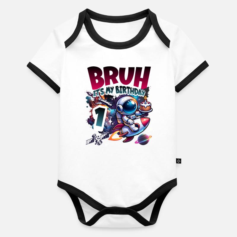 Astronaut 1st Birthday Space Organic Baby Contrasting Bodysuit