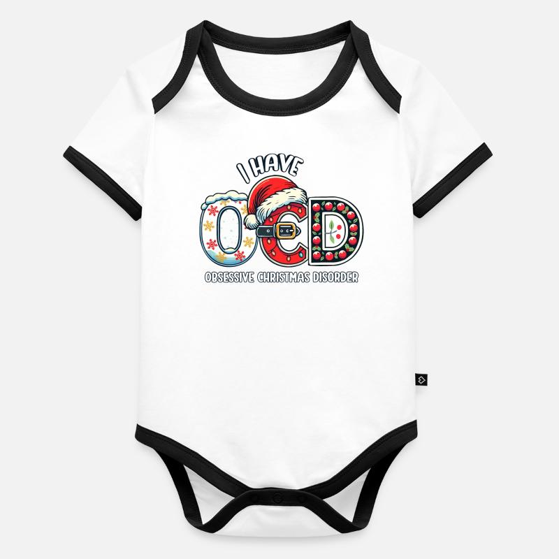 OBSESSIVE WEIHNACHTSSTÖRUNG Baby Bio-Kurzarm-Kontrastbody