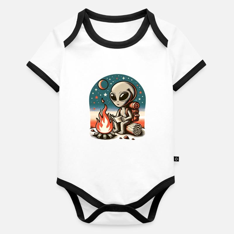 Alien Lagerfeuer Wanderung Baby Bio-Kurzarm-Kontrastbody