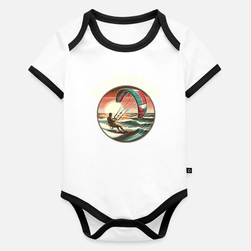 Kitesurf Kitesurfer Kiteboard Body Bébé bio contrasté manches courtes