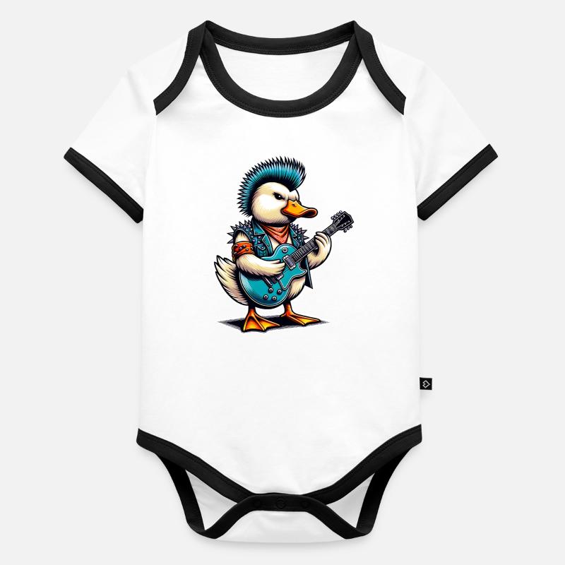 Duck Rock and Roll Guitariste Body Bébé bio contrasté manches courtes