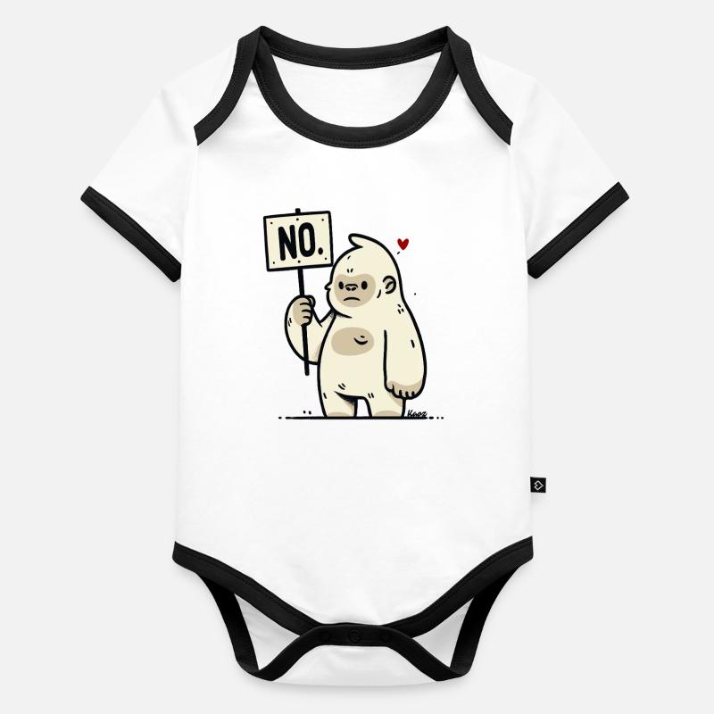 Singe gorille drôle sans signe de style bande dessinée Body Bébé bio contrasté manches courtes