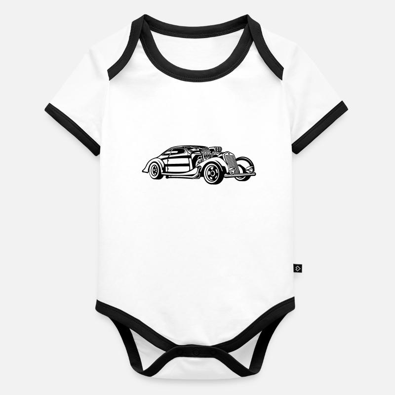 Hot Rod / Roue Rod 05_schwarz Body Bébé bio contrasté manches courtes