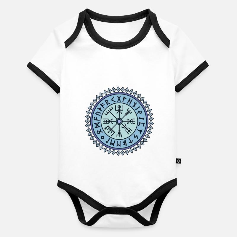 Vegvisir symbol runic script Organic Baby Contrasting Bodysuit