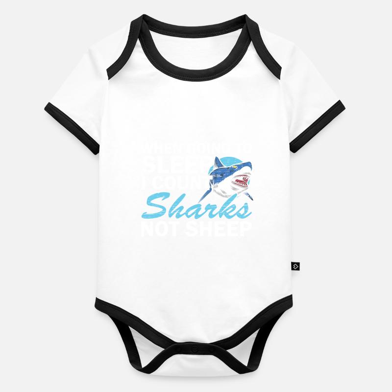 Quand je m’endors, je compte les requins, pas Sha Body Bébé bio contrasté manches courtes