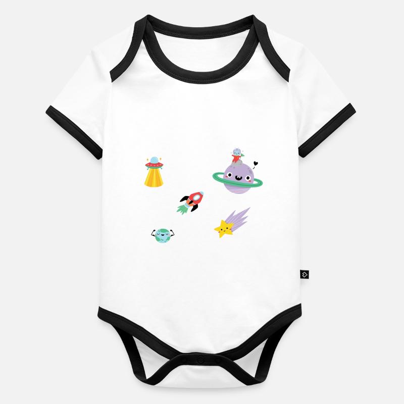 Space Baby Bio-Kurzarm-Kontrastbody