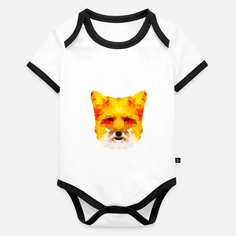Schönes Fuchs-Polygon-Design Baby Bio-Kurzarm-Kontrastbody