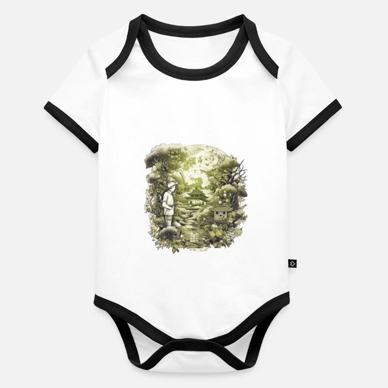 Bonsai - Japanischer Garten Baby Bio-Kurzarm-Kontrastbody