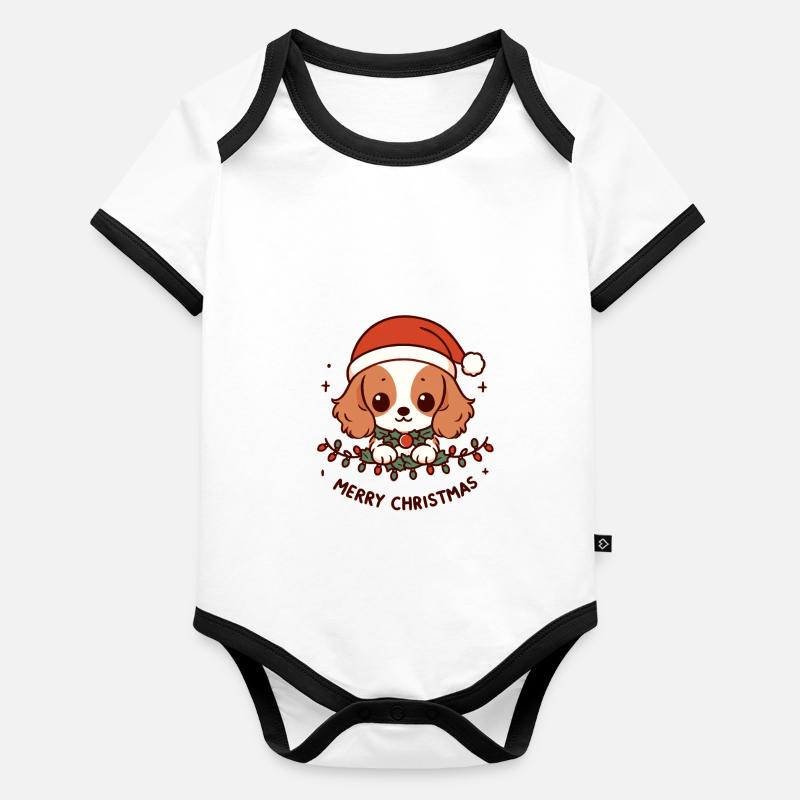 Cavalier Noël Mignon - Douceur Hivernale Body Bébé bio contrasté manches courtes
