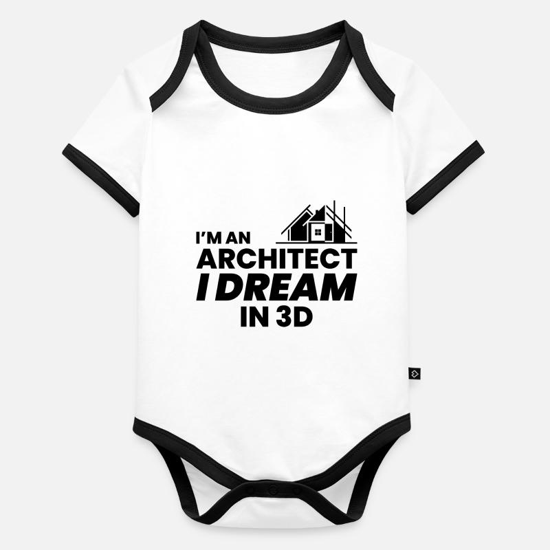 Architecte 3D Rêve Construction Architecture Drôle Body Bébé bio contrasté manches courtes