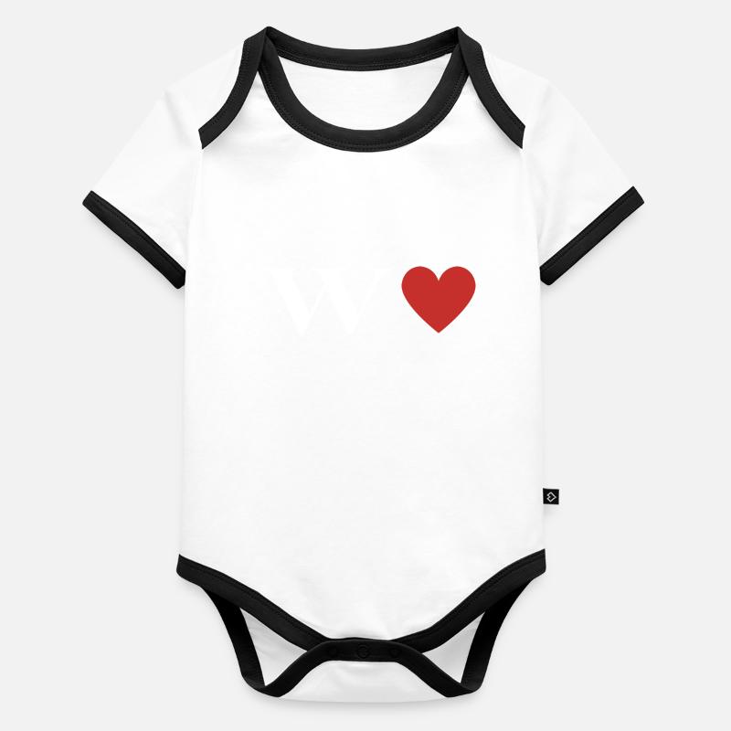 Letter w Red Heart Organic Baby Contrasting Bodysuit