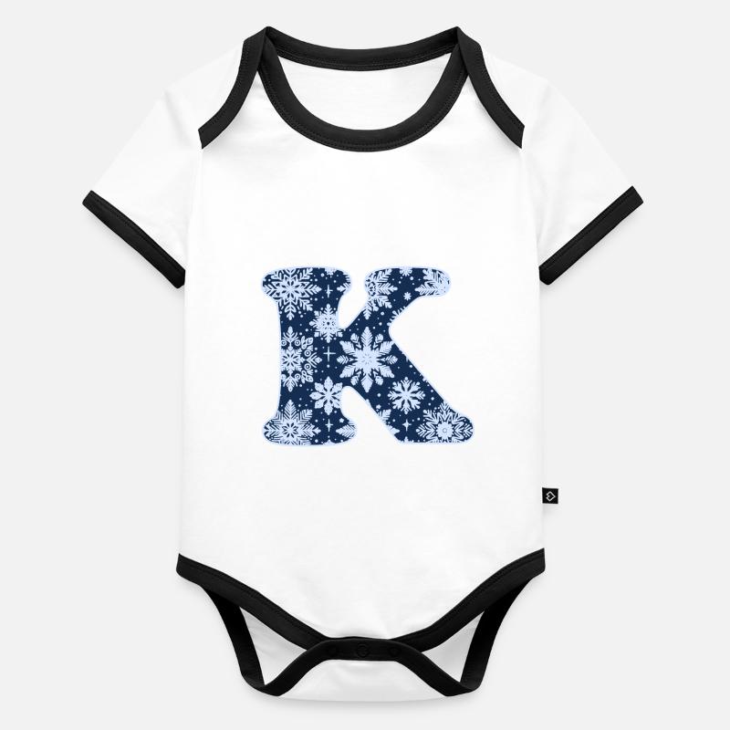 Buchstabe K Schneeflocken Baby Bio-Kurzarm-Kontrastbody
