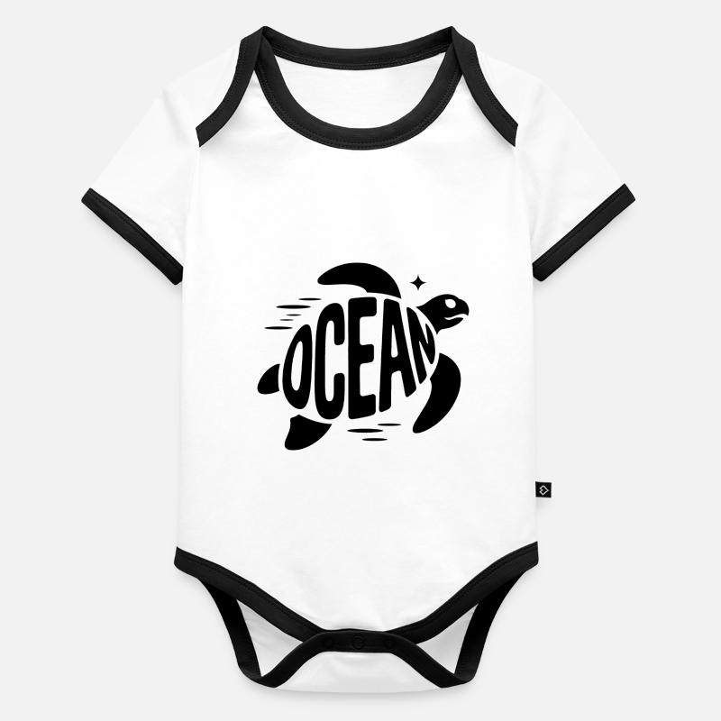 Ocean - Cool Turtle Ocean Logo Organic Baby Contrasting Bodysuit