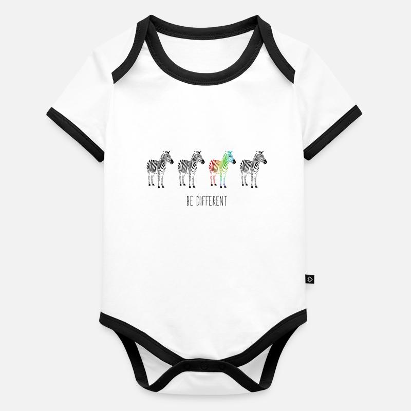 Zebra rainbow be different Organic Baby Contrasting Bodysuit
