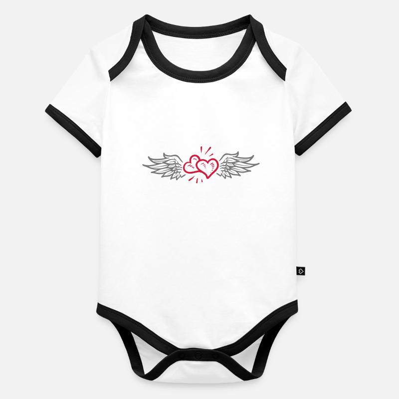flying Hearts 2c Baby Bio-Kurzarm-Kontrastbody