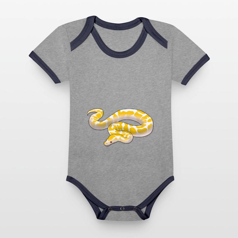 Albino ball python Python regius ballpython motif Organic Baby Contrasting Bodysuit