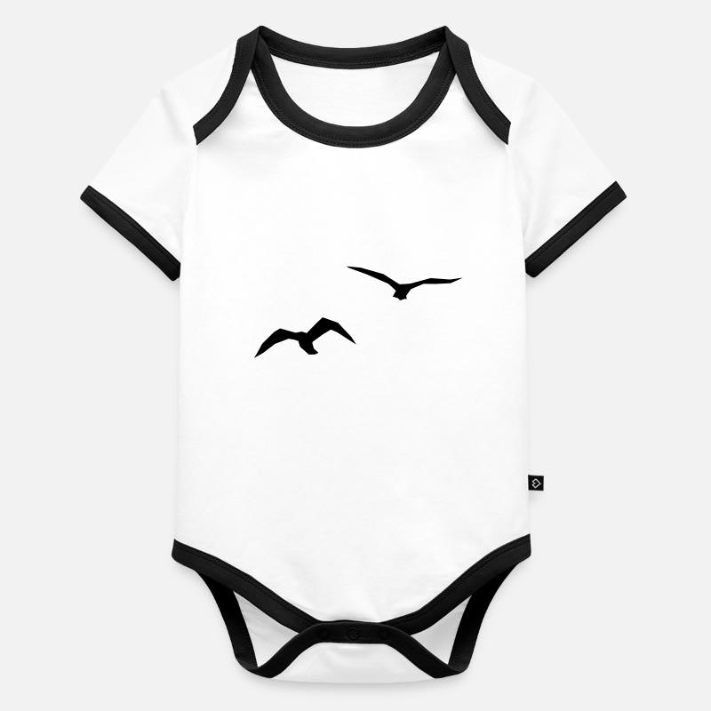 Vögel Baby Bio-Kurzarm-Kontrastbody