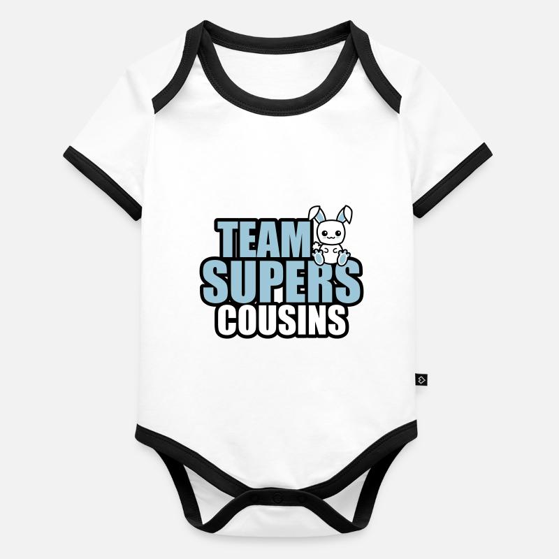 team supers cousins - Body Bébé bio contrasté manches courtes - undefined