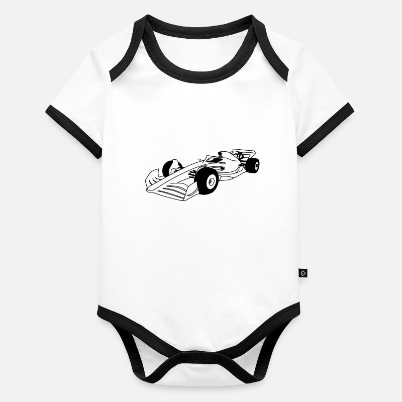 Formula car transparent Organic Baby Contrasting Bodysuit