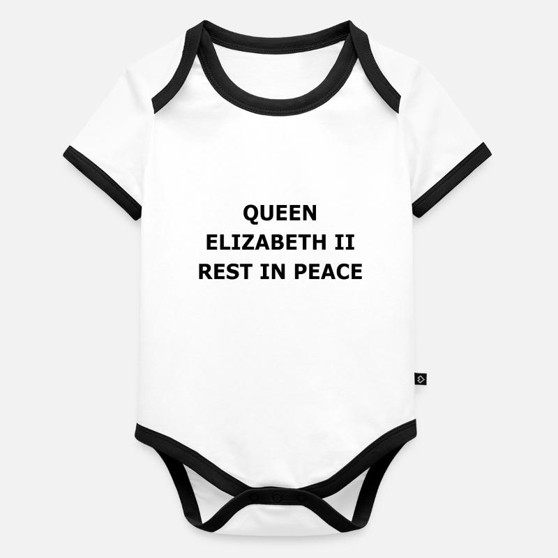 QUEEN ELIZABETH II REST IN PEACE Body Bébé bio contrasté manches courtes
