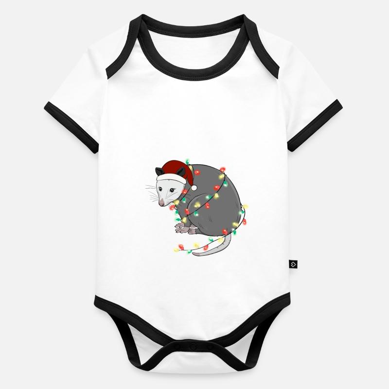 Christmas Lights Rat Christmas Organic Baby Contrasting Bodysuit