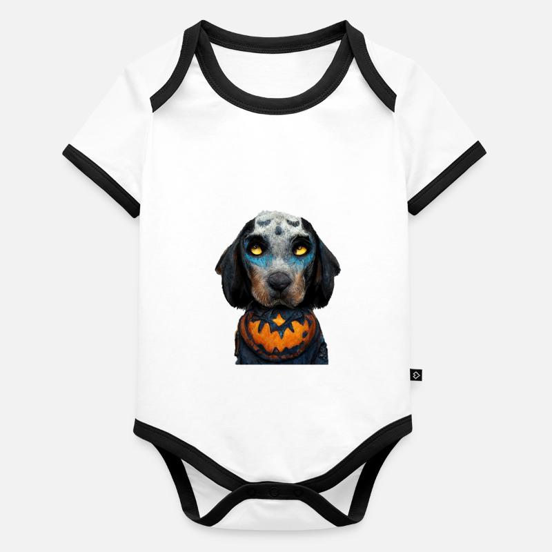 Halloween Bluetick Coonhound Body Bébé bio contrasté manches courtes