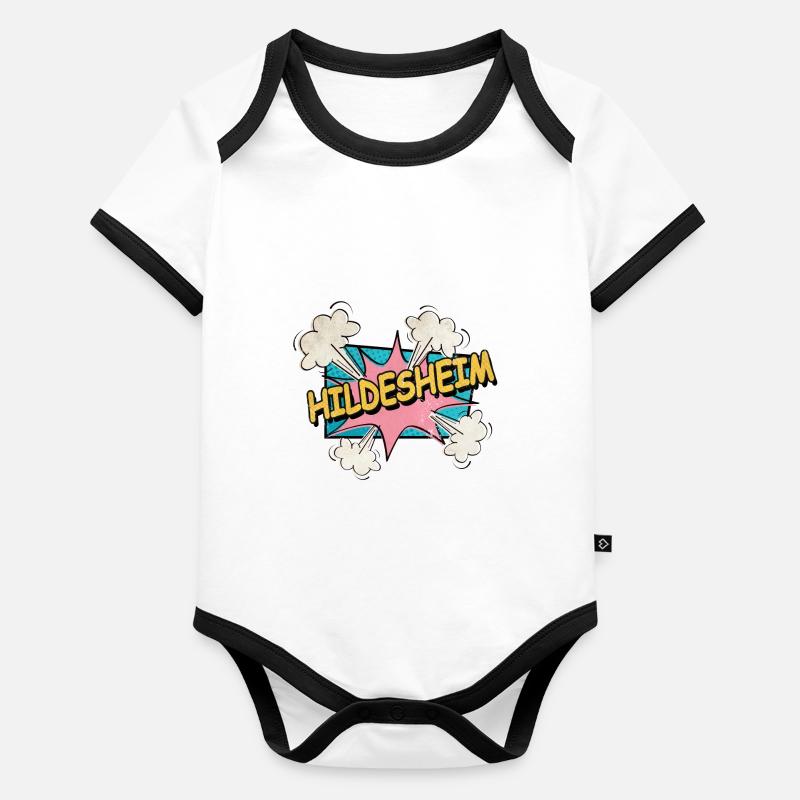 Hildesheim Germany City Font Pop Art Comic Organic Baby Contrasting Bodysuit