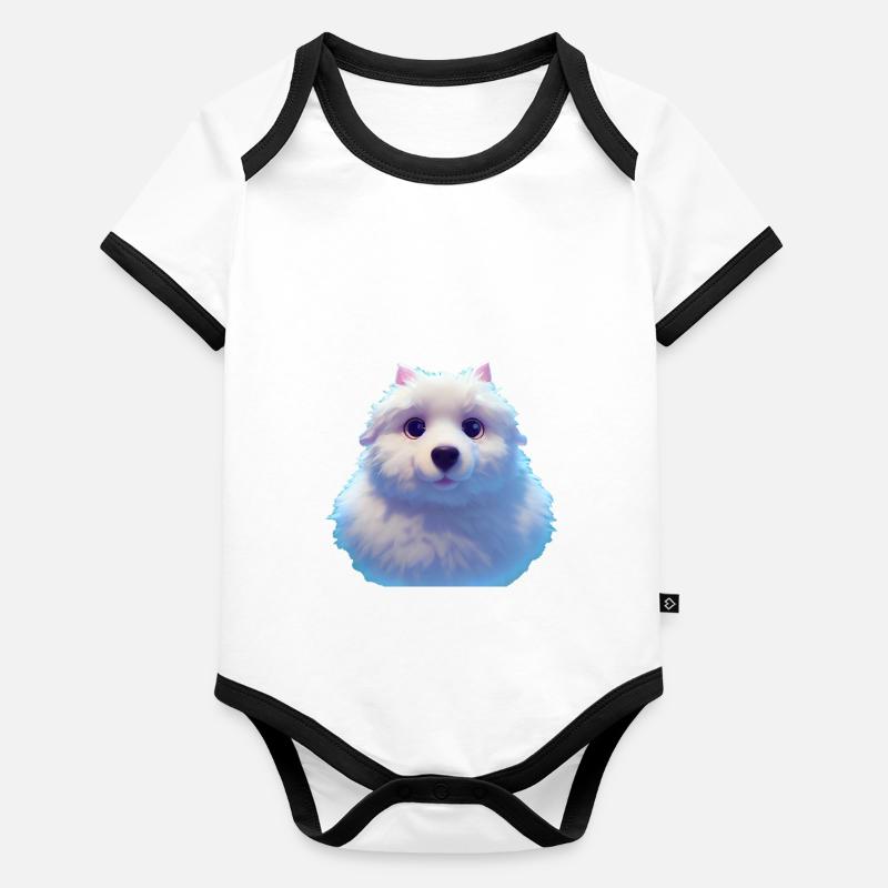 Samoyed Dog - Samoyed Organic Baby Contrasting Bodysuit