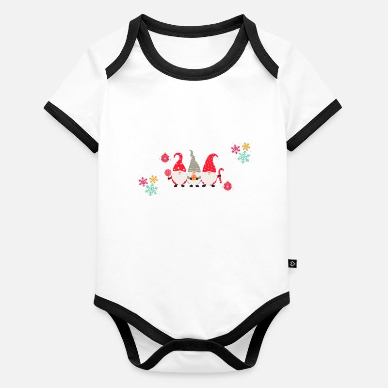 Christmas Gnomes Organic Baby Contrasting Bodysuit