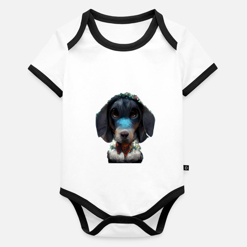 Bluetick Coonhound Noël Body Bébé bio contrasté manches courtes