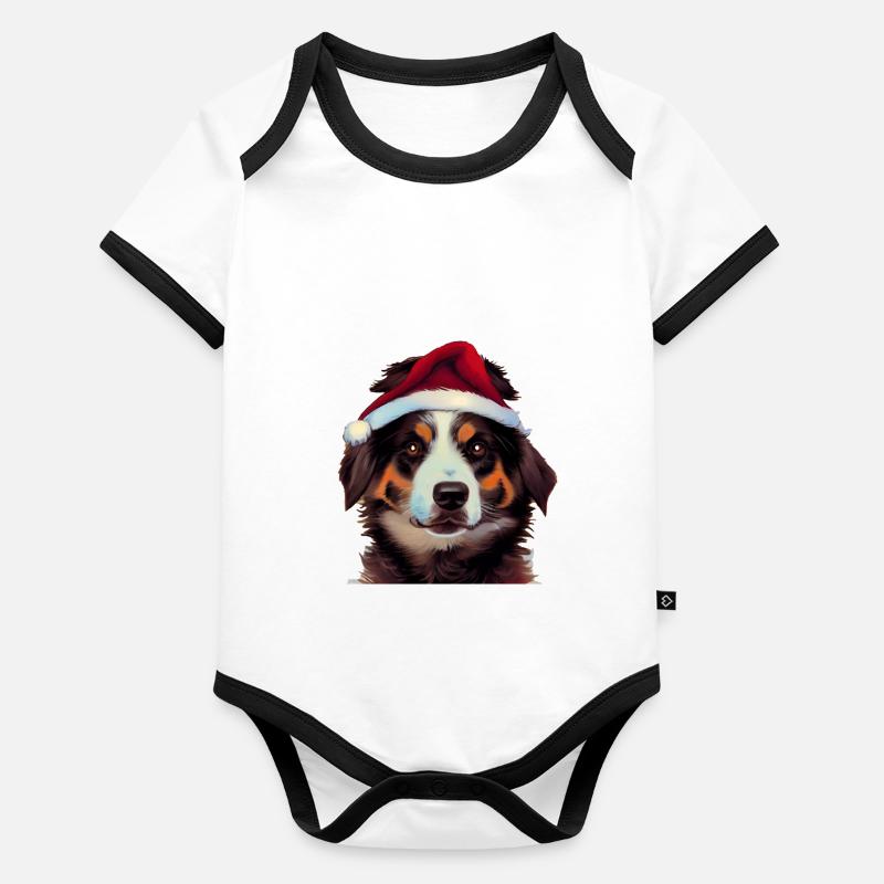 Aussie Weihnachten - Australian Shepherd Baby Bio-Kurzarm-Kontrastbody