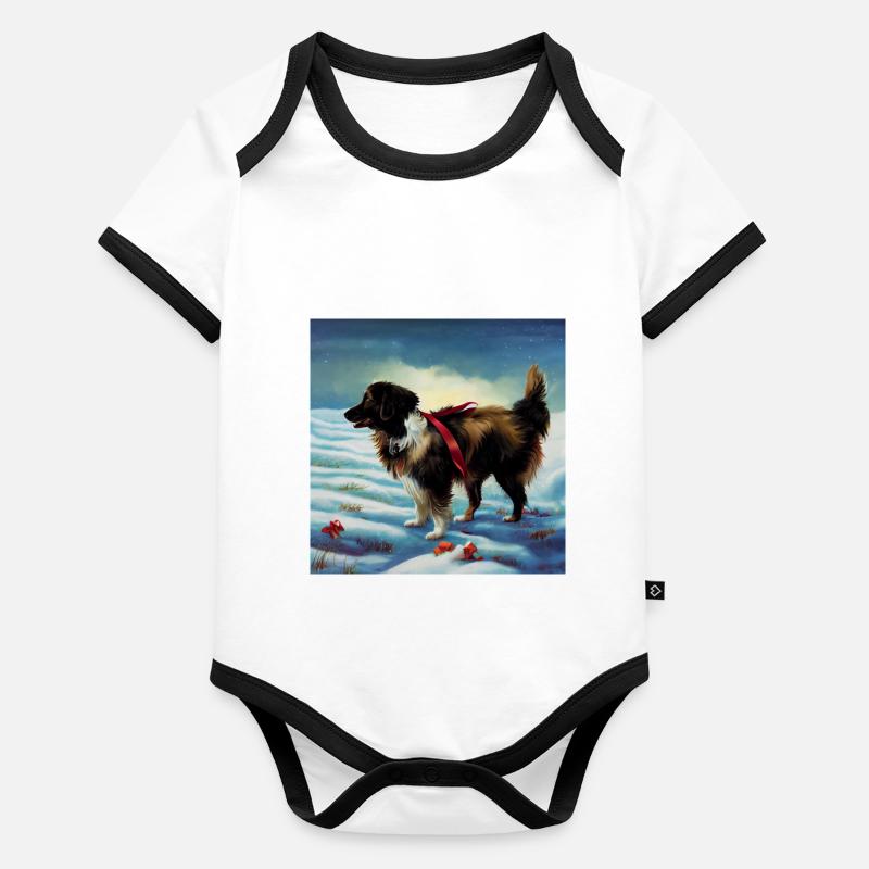 Deutsch Shepherd Noël Body Bébé bio contrasté manches courtes