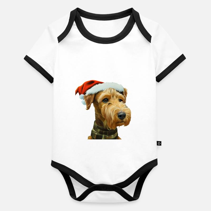 Airedale Terrier Noël - Body Bébé bio contrasté manches courtes - 